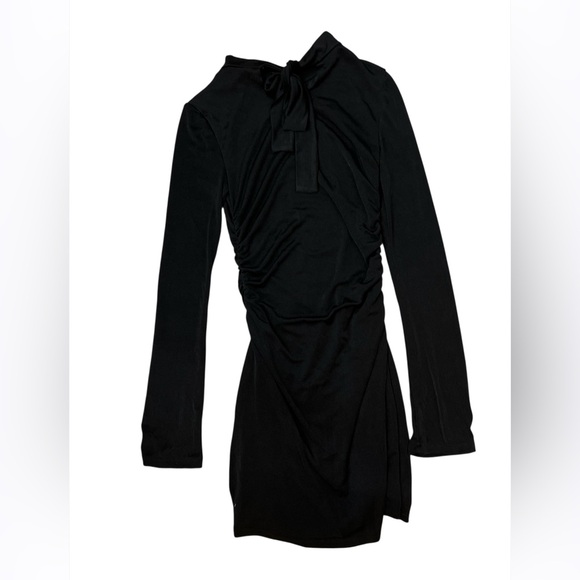 WAYF Vivi Tie Back Long Sleeve Black Minidress XS - Picture 5 of 6